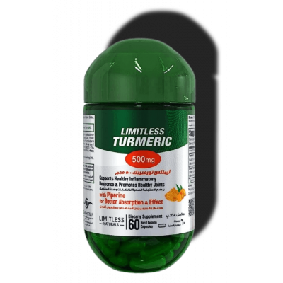 LIMITLESS TURMERIC ( TURMERIC EXTRACT 500 MG + PIPERINE 2.5 MG ) DIETARY SUPPLEMENT 60 CAPSULES LIMITLESS TURMERIC ( TURMERIC EXTRACT 500 MG + PIPERINE 2.5 MG ) DIETARY SUPPLEMENT 60 CAPSULES
